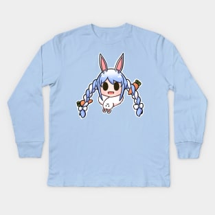 Usada Pekora chibi head Kids Long Sleeve T-Shirt